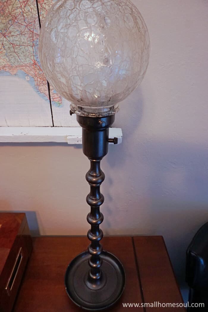 This brass lamp is all pretty now after a few coats of spray paint. Beautiful DIY lighting.