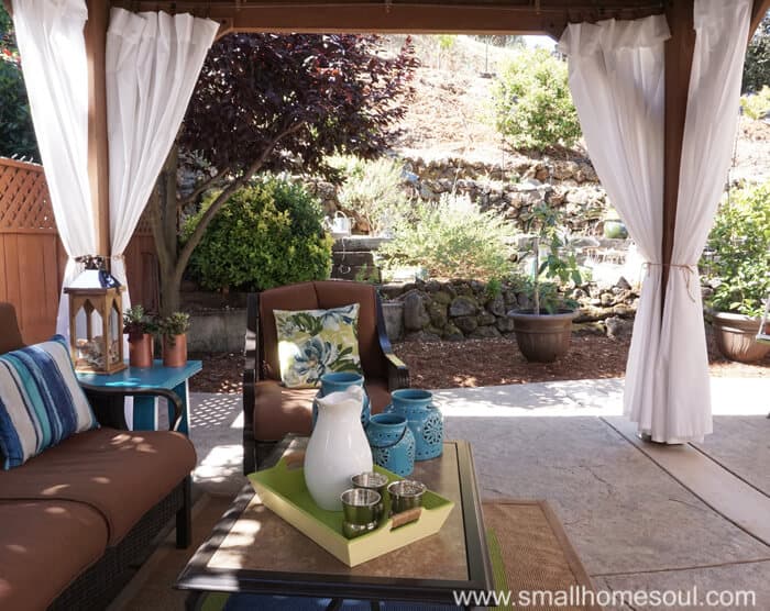 Side view of my relaxing backyard retreat looking up our hillside.