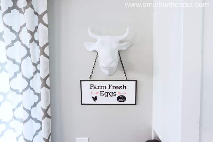 DIY Market Sign on Bull selling Farm Fresh Eggs.