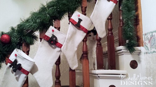 Michelle J Designs Red Christmas Decor stockings.