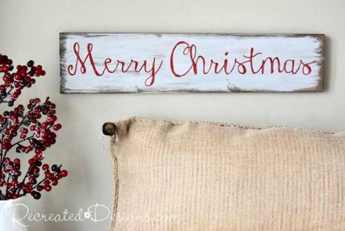 Red Christmas Decor Sign by Recreated Designs.