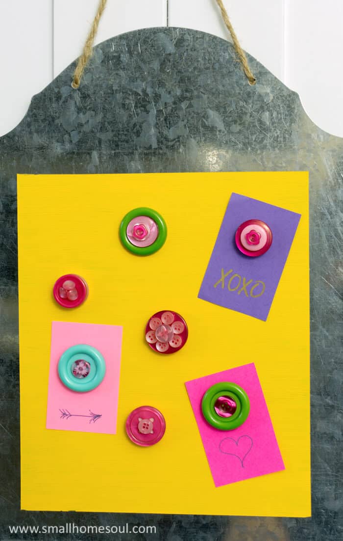 Magnetic Memo Board with cute button magnets and sweet notes.