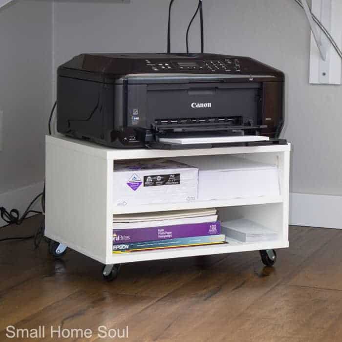 Rolling Printer Cart under desk.