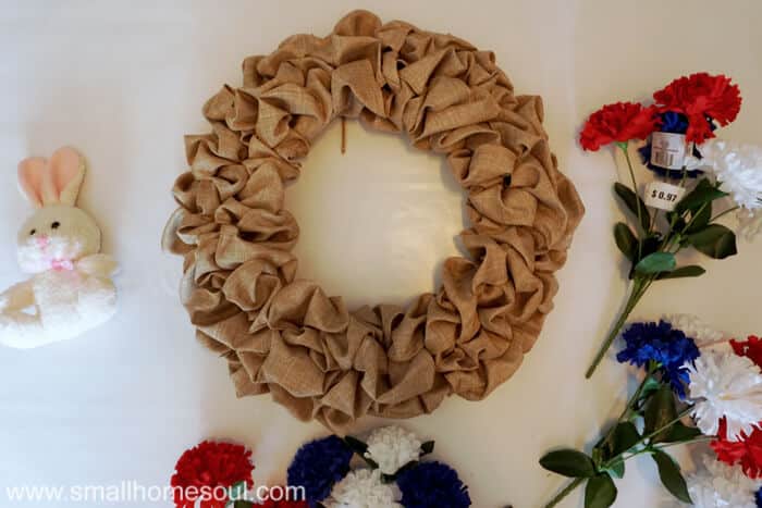 Make a July 4th Wreath from a deconstructed bubble wreath.