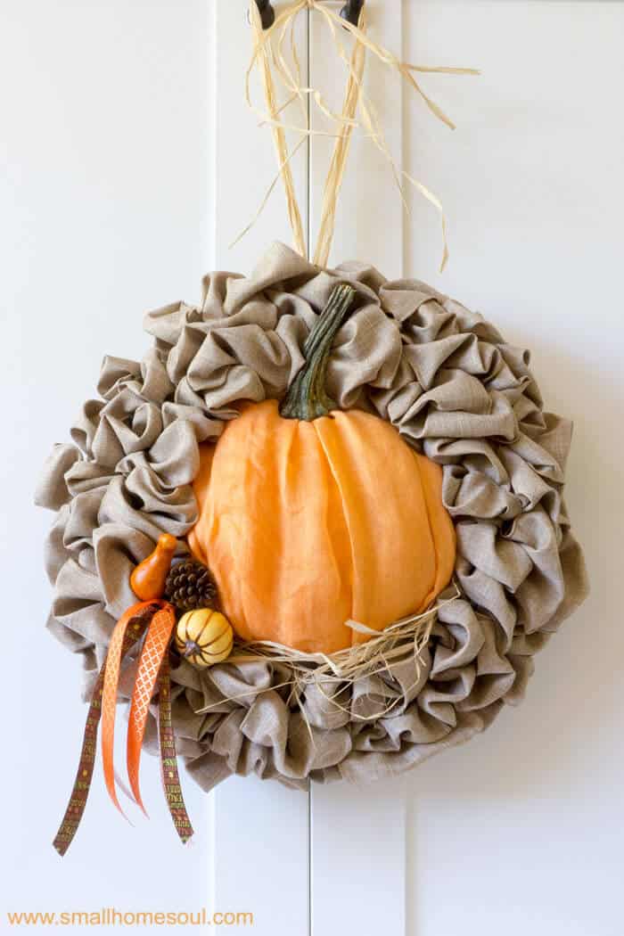 Faux pumpkins are great for Fall Decor Updates. Fall wreath pumpkin wreath.