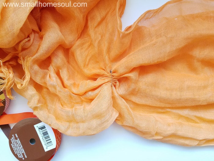 An orange scarf is perfect for a Fall decor update. Fall wreath pumpkin wreath.