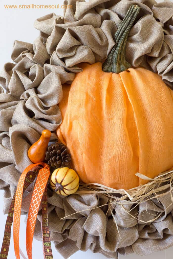 Insert picks during Fall decor updates for cute touches. Fall wreath pumpkin wreath.