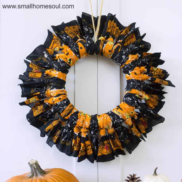 Halloween Bandana Wreath hanging.