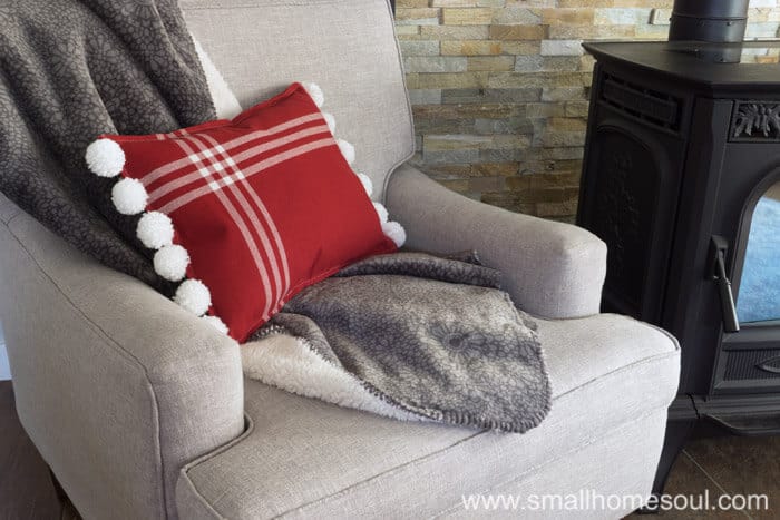 Lounging with Christmas Pom Pom Pillow