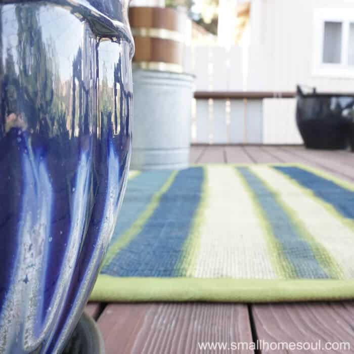 After you paint a rug show it off on your porch or deck.