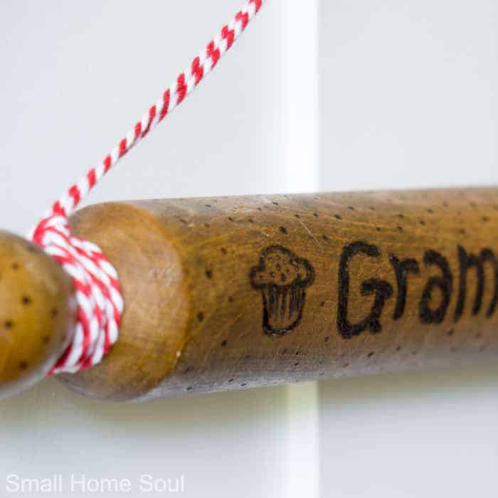 Wooden Rolling Pin with red bakers twine.