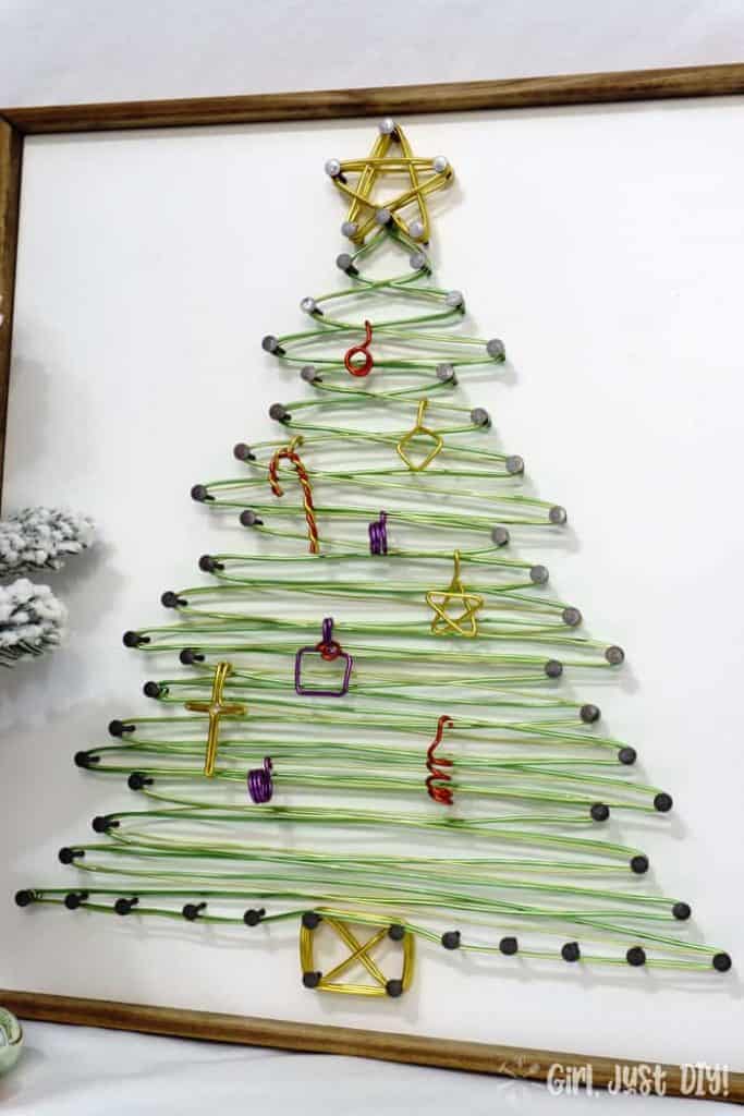 DIY String Art Christmas Tree with Wire Girl, Just DIY!