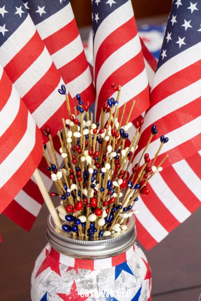 Patriotic Mason Jar Centerpiece for 4th of July - Girl, Just DIY!