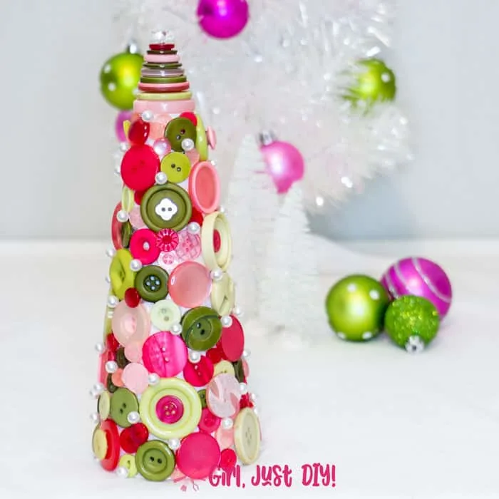 DIY Button Christmas Tree Table Topper - Girl, Just DIY!